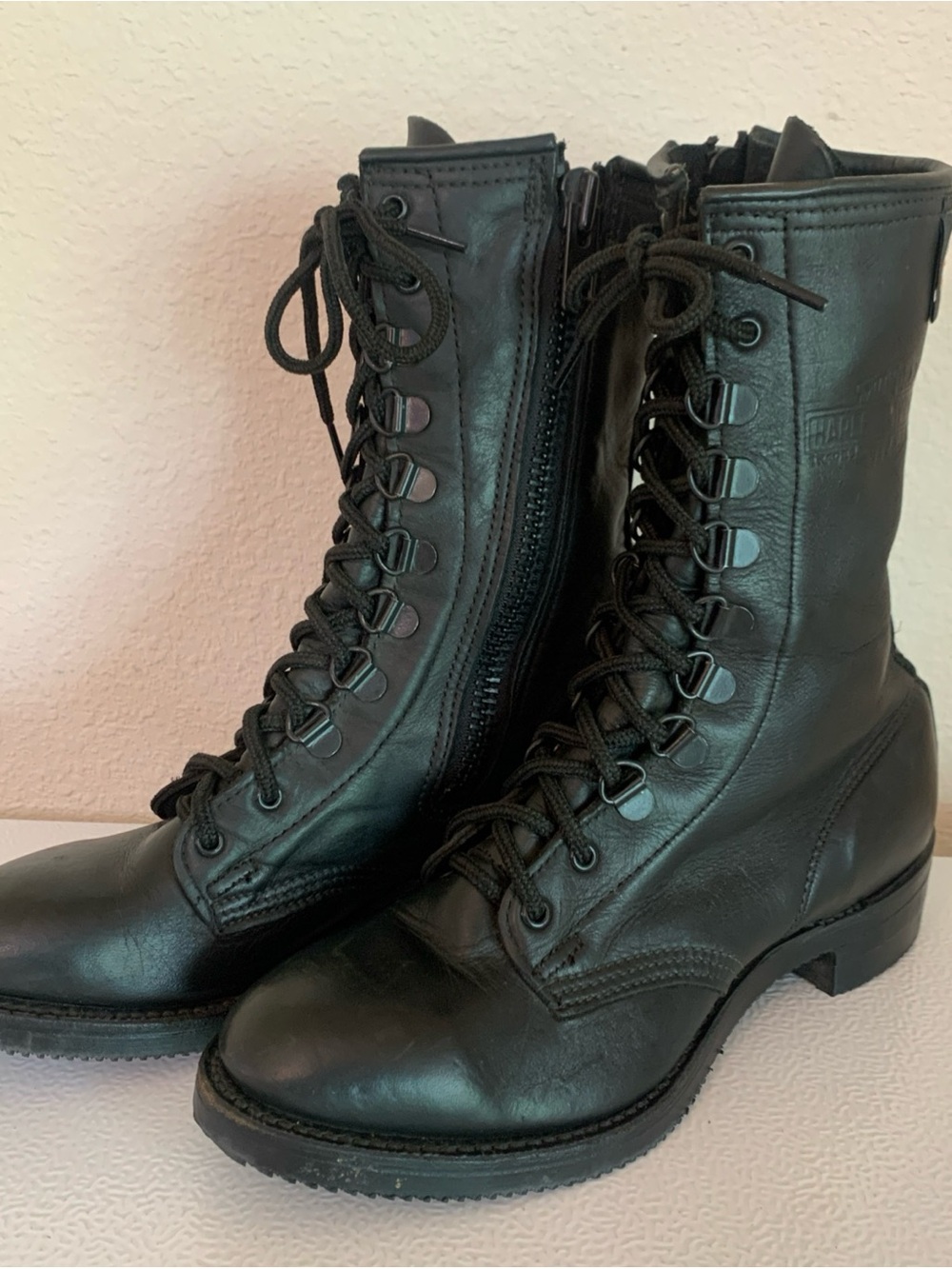 Harley-Davidson Women's Black Leather Lace-Up Moto Boots